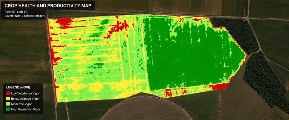 NDVI crop health and productivity map — Techduto client