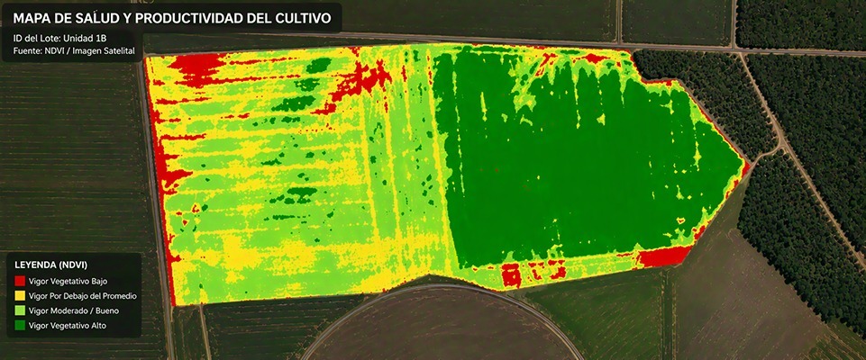 Mapa NDVI de salud y productividad del cultivo — cliente Techduto