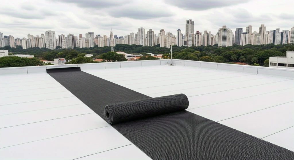 Aplicação de Geocomposto Techduto em telhado verde