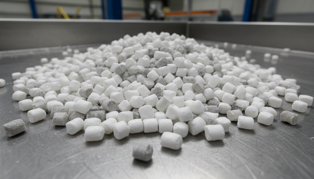Pellets de PEAD reciclado — matéria-prima para novos produtos após reprocessamento